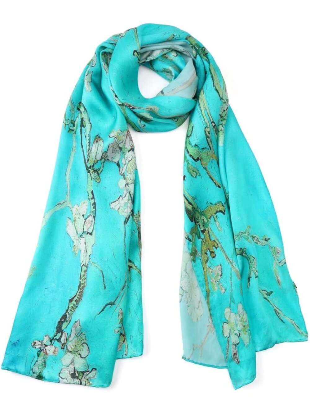 Elegant Charmeuse Silk Scarf | Classic Art Print | Luxurious Fashion Accessory